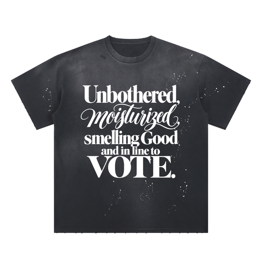 Unbothered & In Line to Vote — Distressed Tee